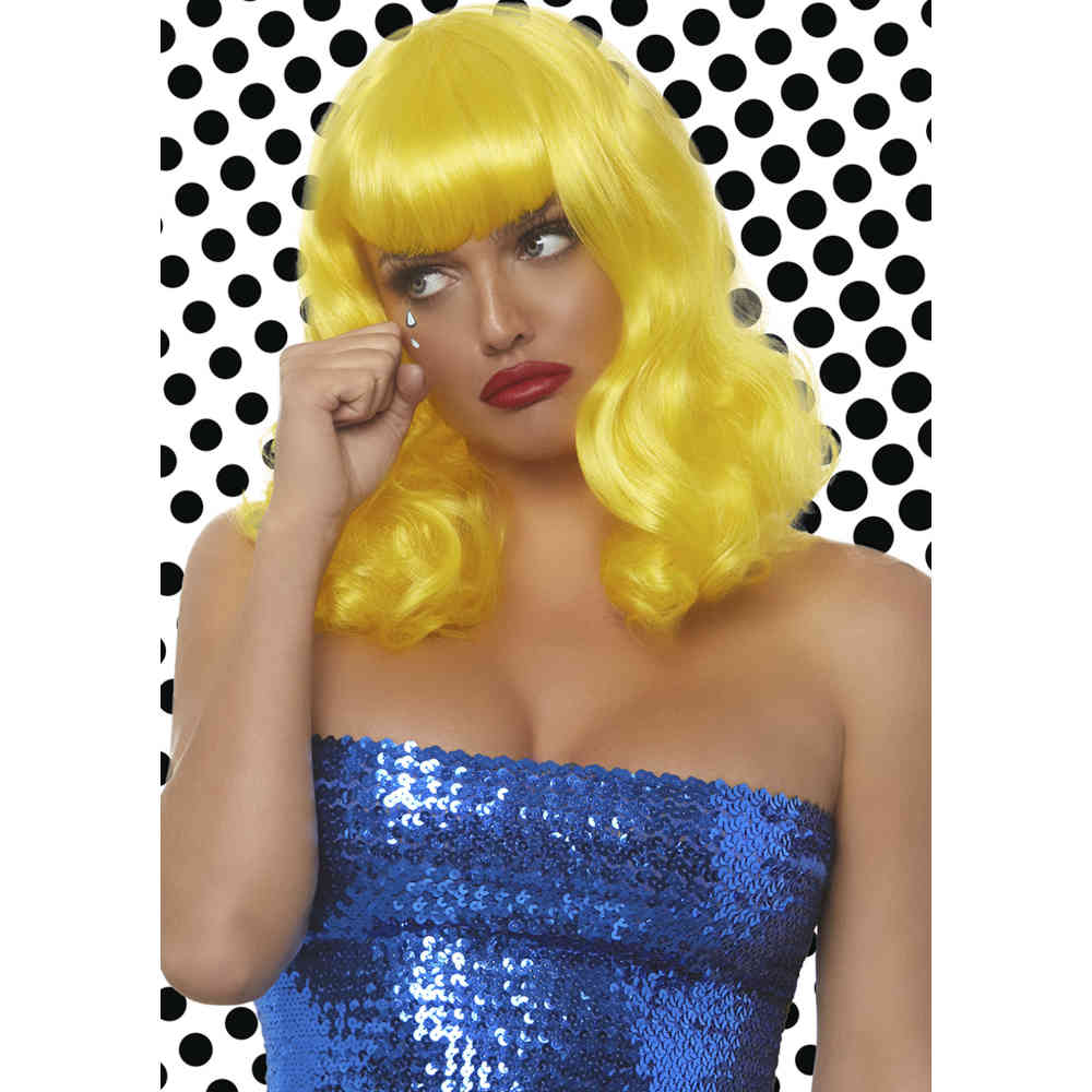 Leg Avenue - Retro Bang Curly Bob Perücke - Gelb